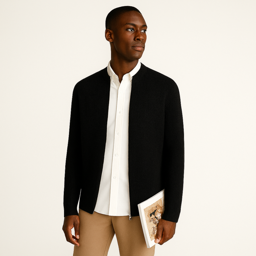 Mens comfortable Zipper Knit Cardigan