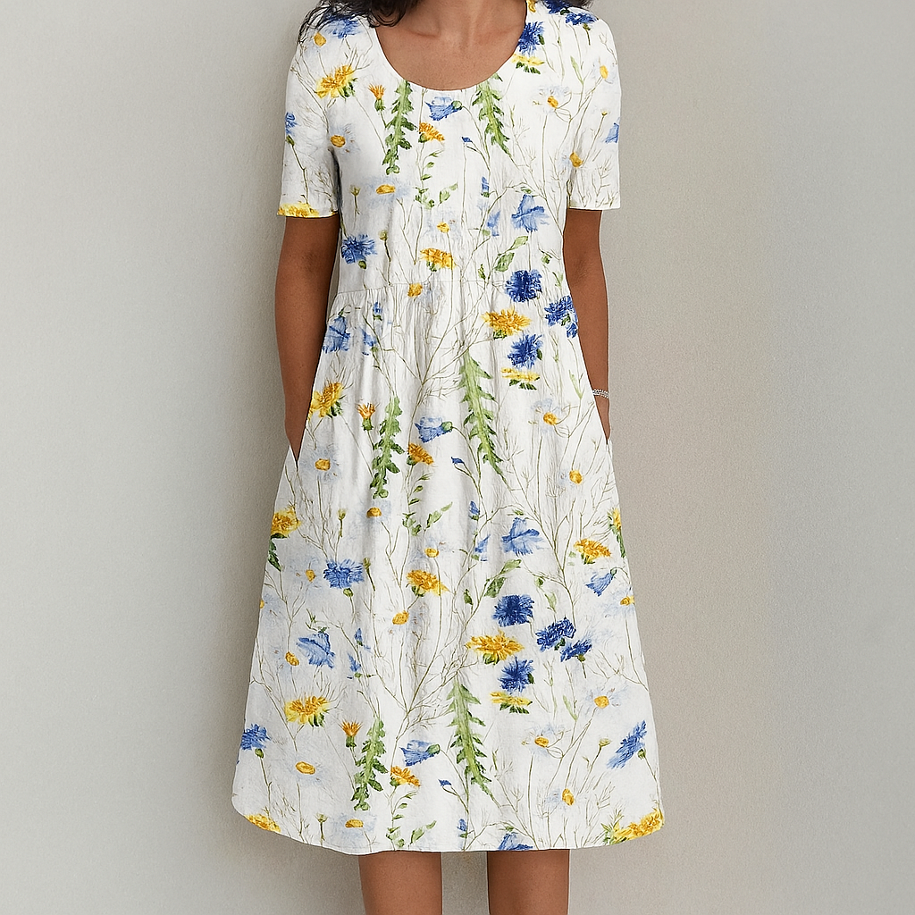 Effortless Vintage Floral Ruffle Summer Dress