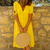 V Neck comfortable Button Up Dress