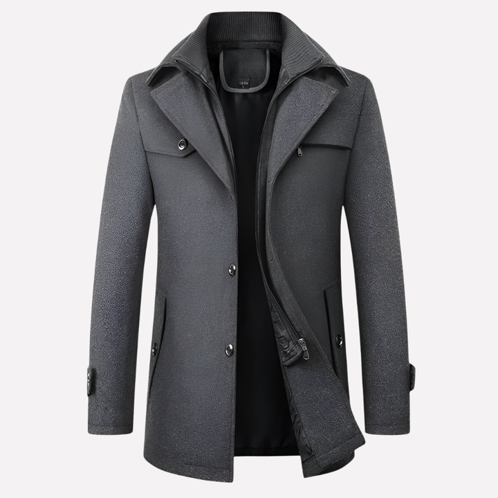 Men’s Jacket with Lapel Collar and Buttons
