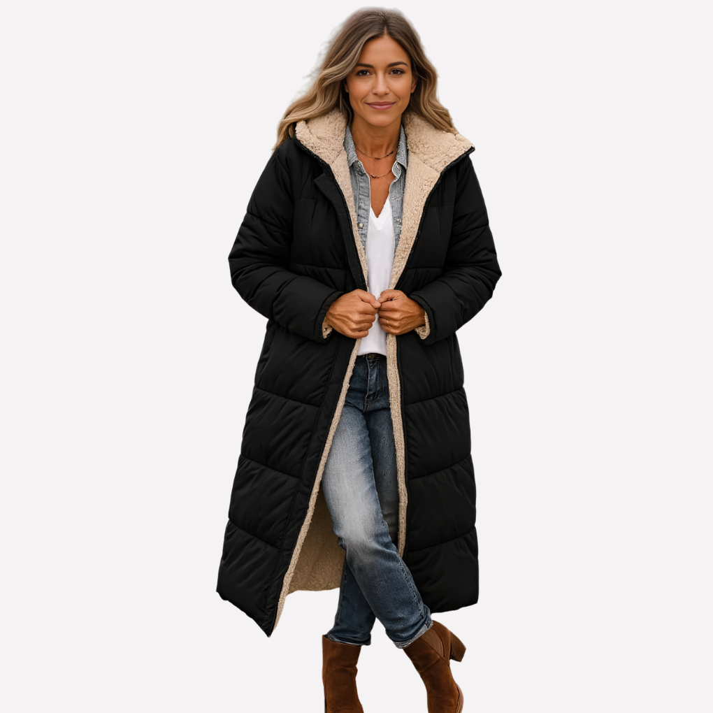 Women’s Quilted Coat with Hood and Lined Interior