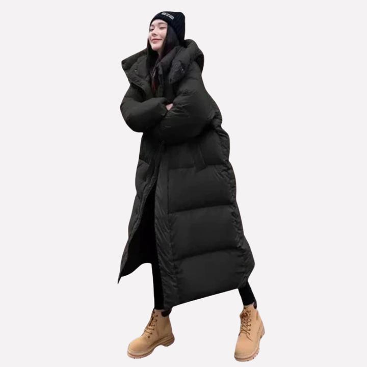 Women's Long Puffer Jacket with Hood