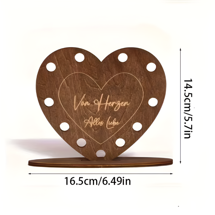 Heart‑Shaped Wooden Love Letter & Cash Gift Box