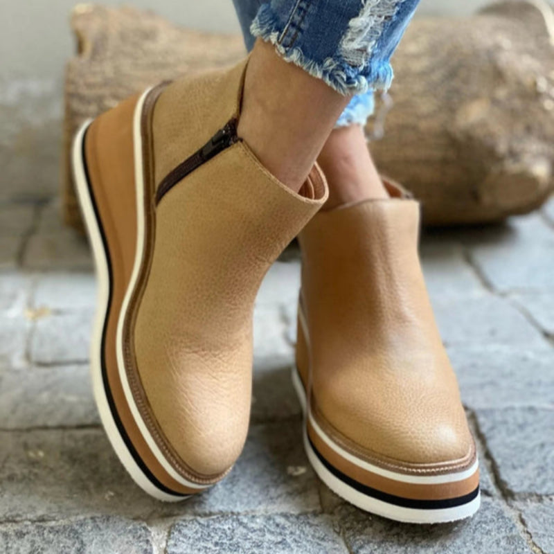 Women's Wedge Ankle Boots with Vintage Charm