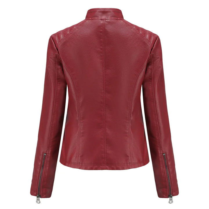 Stylish Faux Leather Women's Jacket with Classic Biker Design