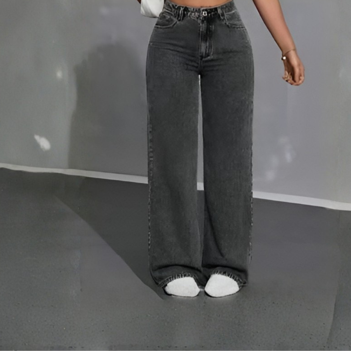 Women’s High-Waisted Straight Leg Jeans – Casual Cropped Style