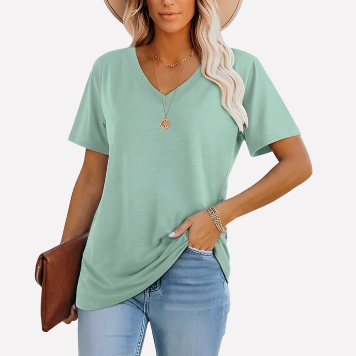 Women’s V‑Neck Short Sleeve Top