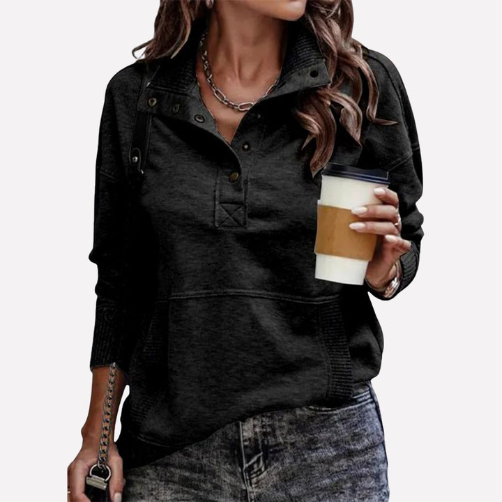 Casual Long‑Sleeve Stand Neck Sweatshirt