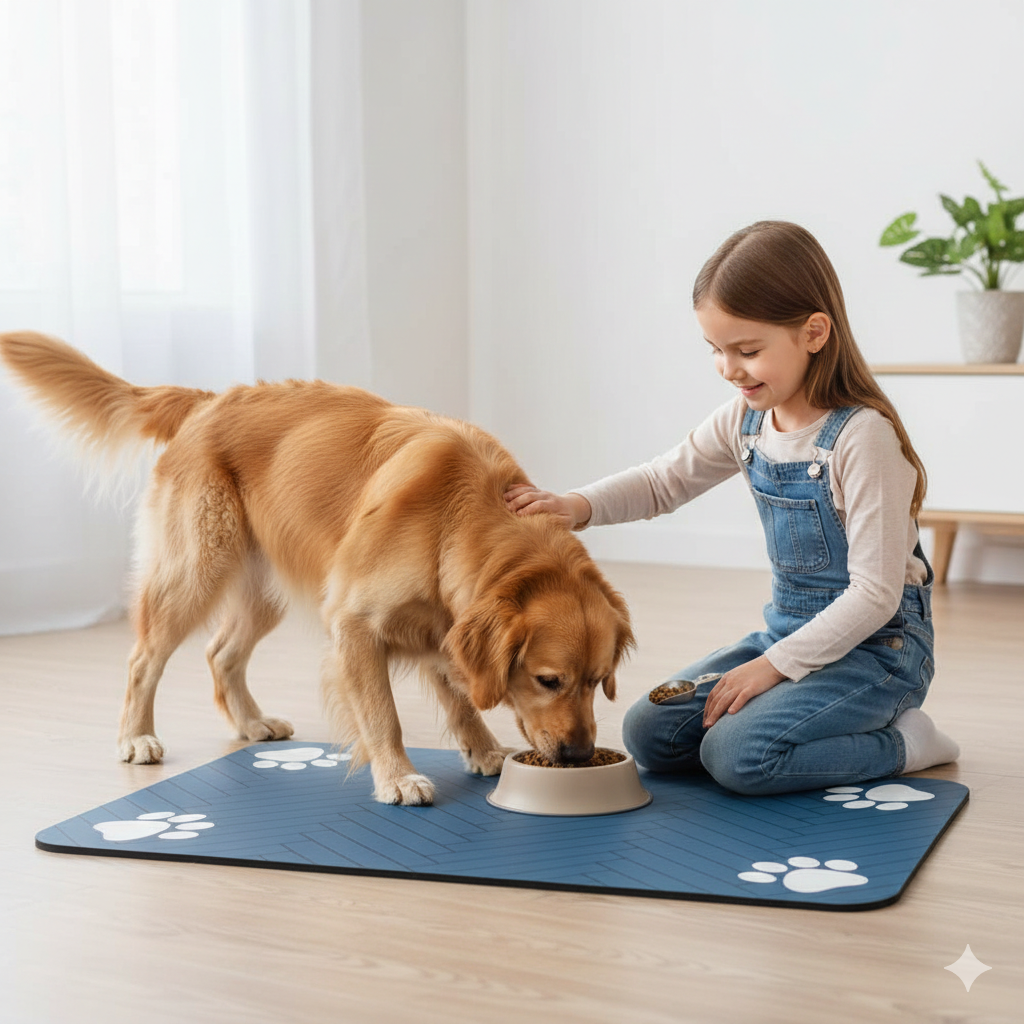 Pet Feeding Mat-Absorbent Pet Placemat for Food and Water Bowl