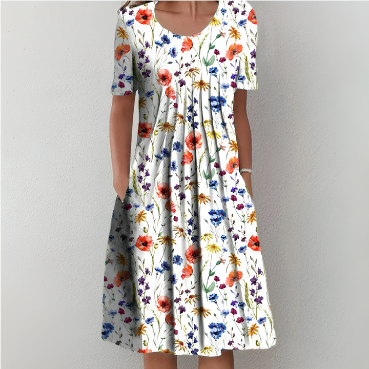 Effortless Vintage Floral Ruffle Summer Dress