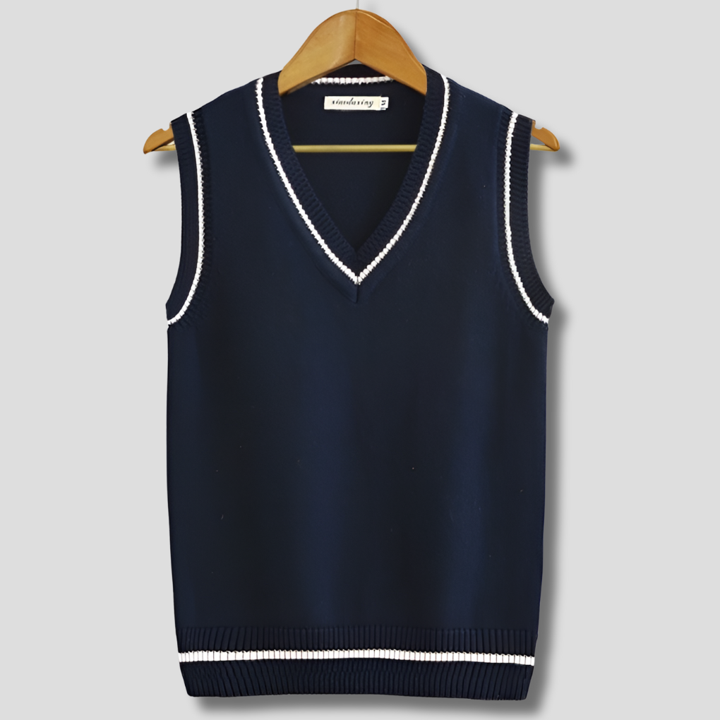 Retro Striped Preppy Style Sleeveless Pullover