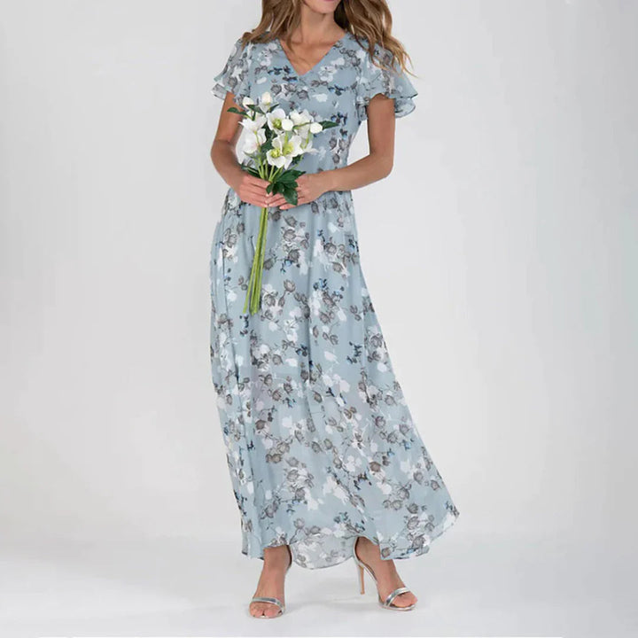 Vintage Floral Print Maxi Dress for Women