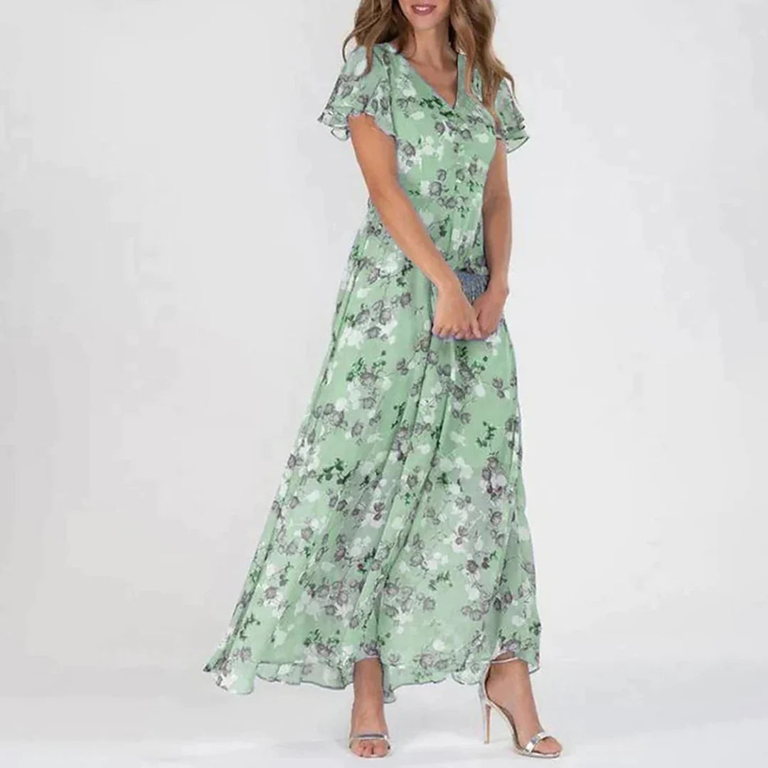 Vintage Floral Print Maxi Dress for Women