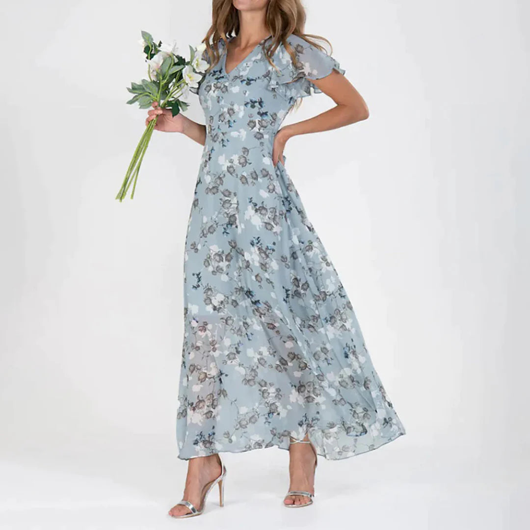 Vintage Floral Print Maxi Dress for Women