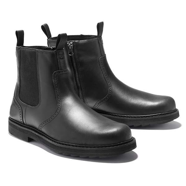 Men’s Stylish Brogue Chelsea Boots with Side Zip & Durable Lug Sole