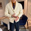 Stylish Ribbed Knit Cardigan for Men with Shawl Collar
