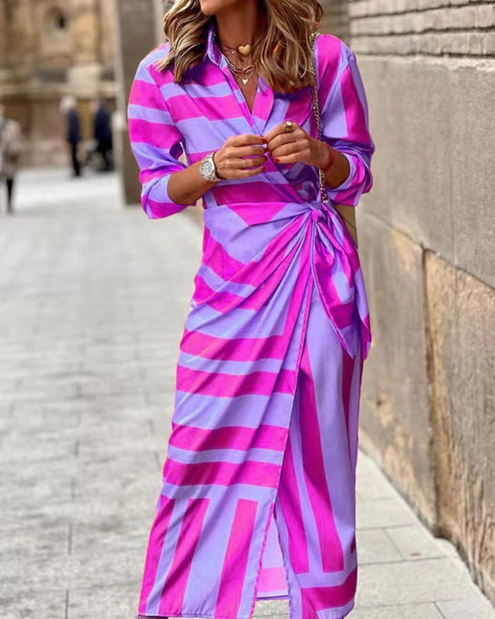 Summer Wrap Dress with Collar