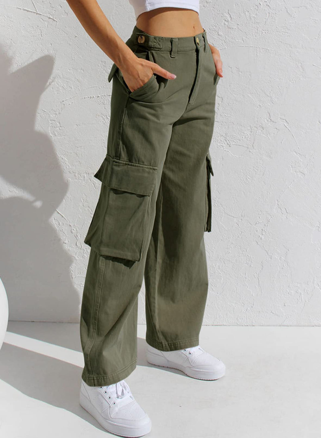 Trendy High Waist Cargo Jeans for Women