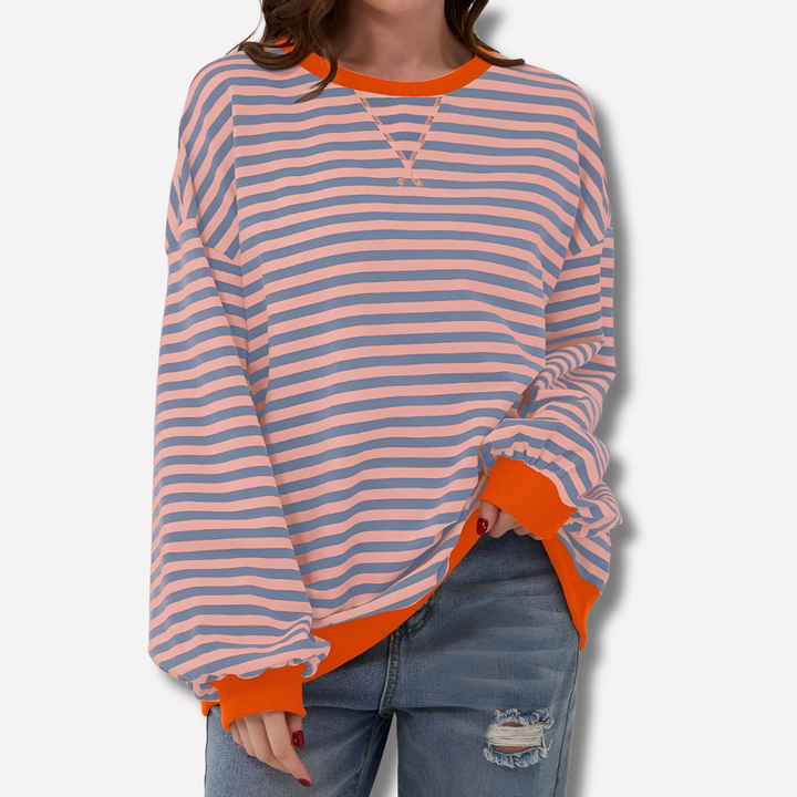 Oversized Striped Long Sleeve T-Shirt for Women