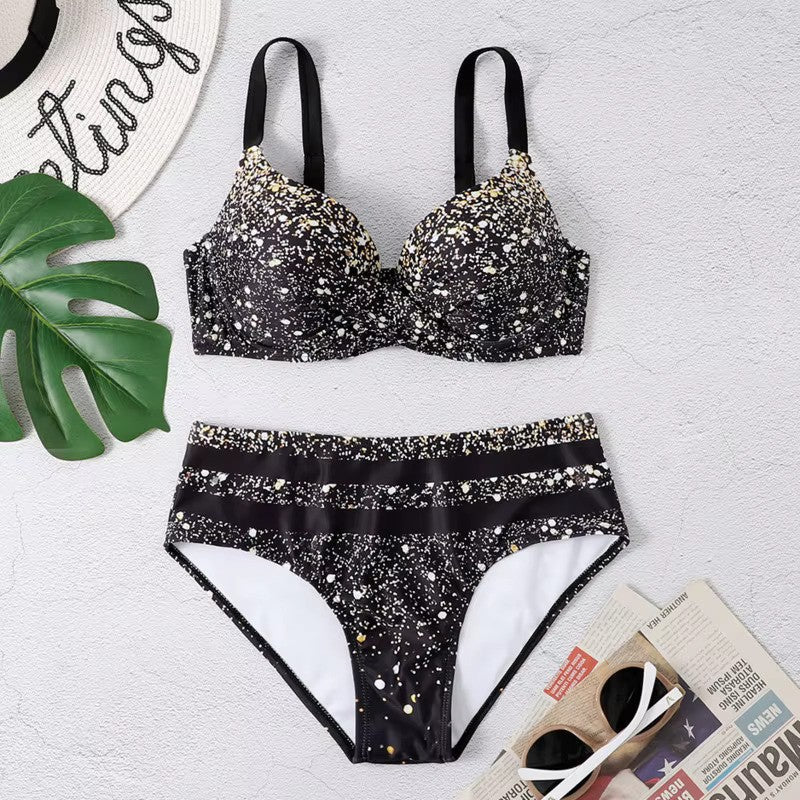 Mary - Women's High Waist Leaf Print Bikini