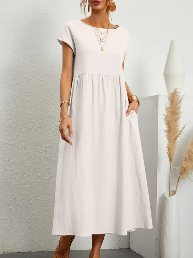 Vintage Cotton O-Neck Dress