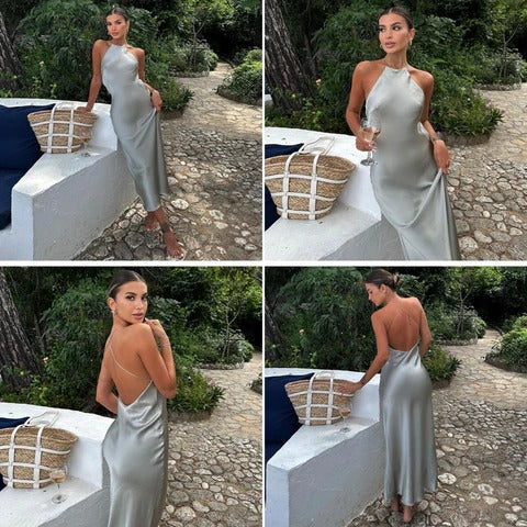 Sleeveless Maxi Dress with Satin Belt