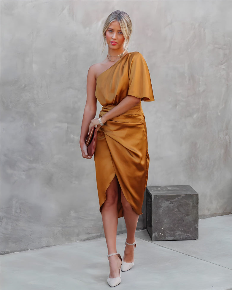 Asymmetrical Off-Shoulder Dress