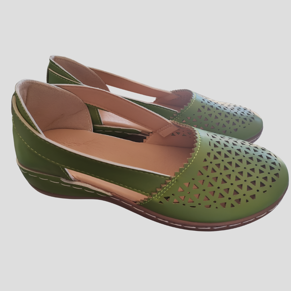 Slip-on wedge sandals.