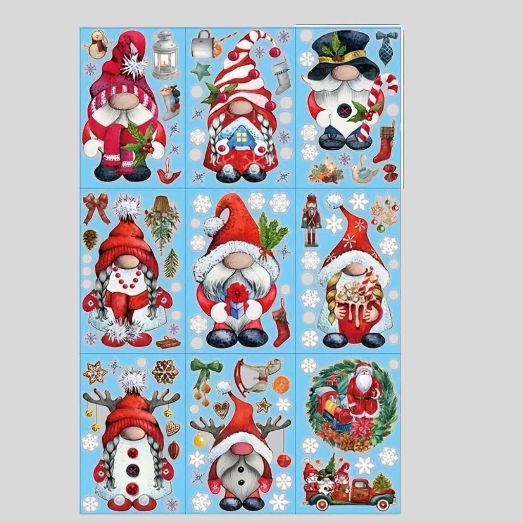 XL Window Sticker Set – Santa Theme (9 Sheets)