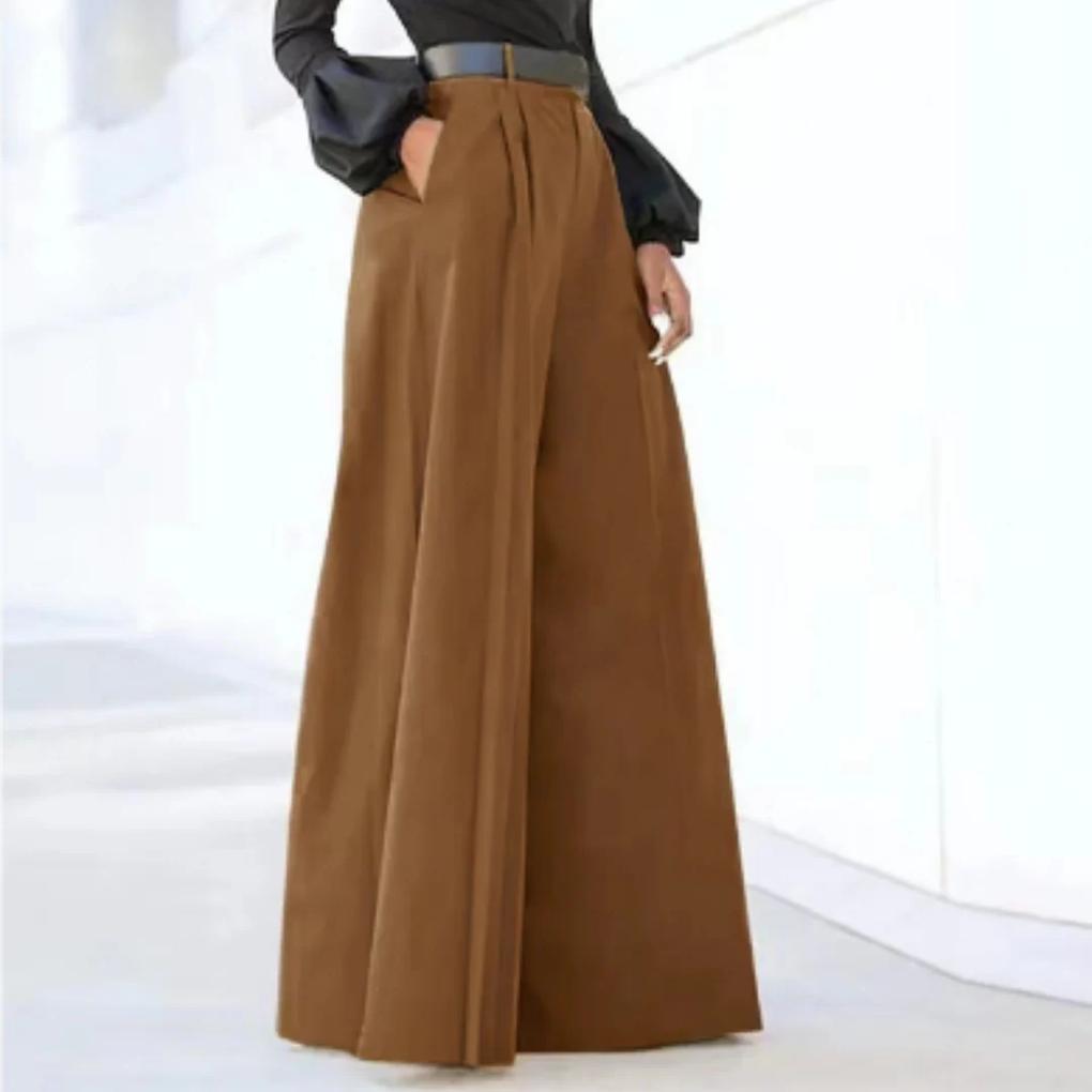 Solid-Colour Wide-Leg Women’s Trousers – Relaxed Fit