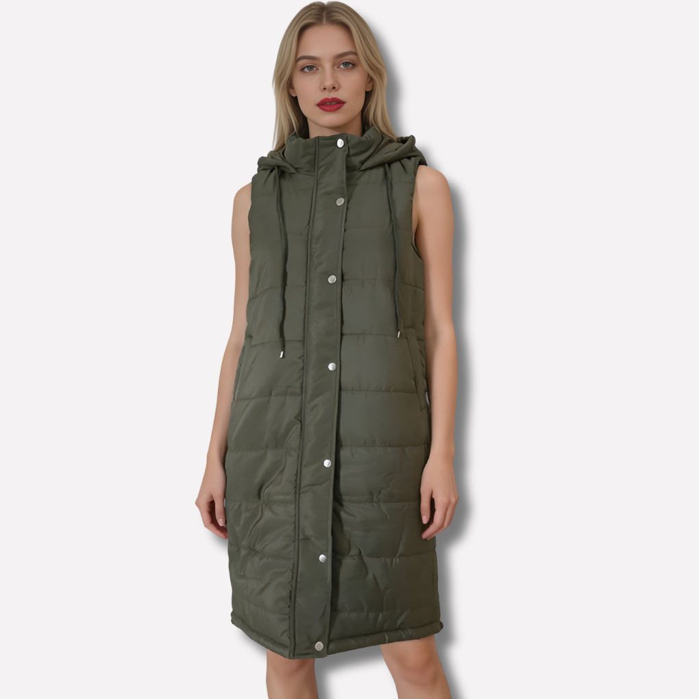 Women’s Long Hooded Bodywarmer