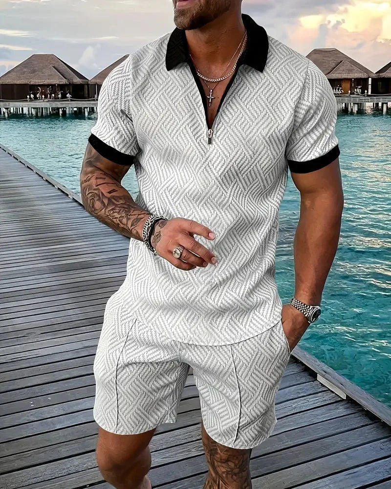 comfortable Zipper Collar Summer Tracksuit Outfit