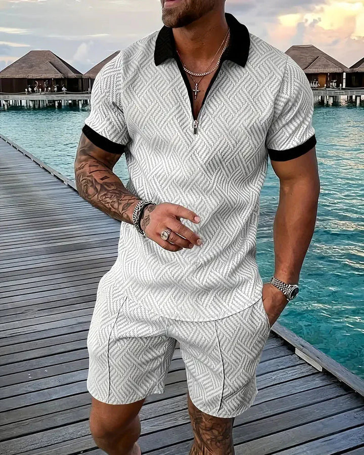 comfortable Zipper Collar Summer Tracksuit Outfit