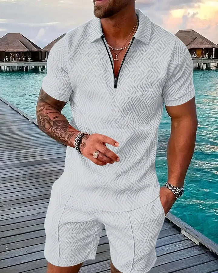 comfortable Zipper Collar Summer Tracksuit Outfit
