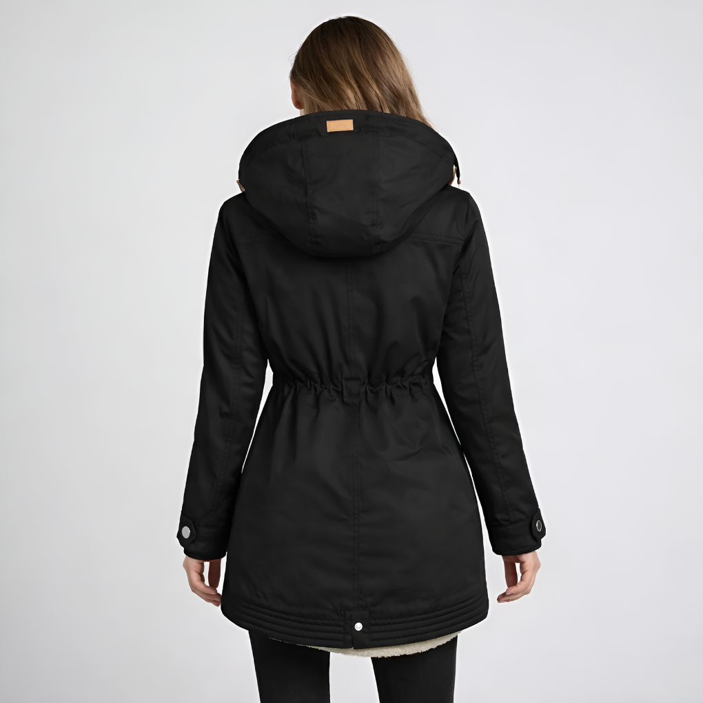 Women’s Parka with Lined Hood and Drawstring Waist