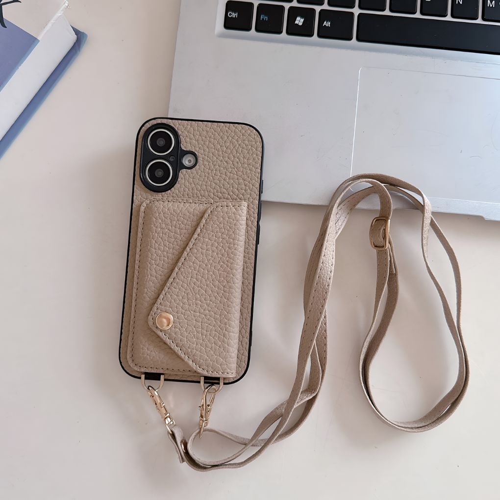 Leather Crossbody Phone Case with Key Cord and Card Holder