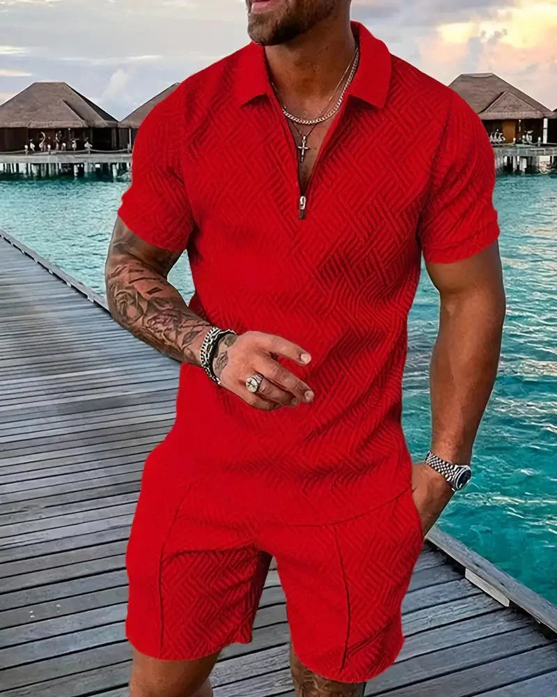 comfortable Zipper Collar Summer Tracksuit Outfit