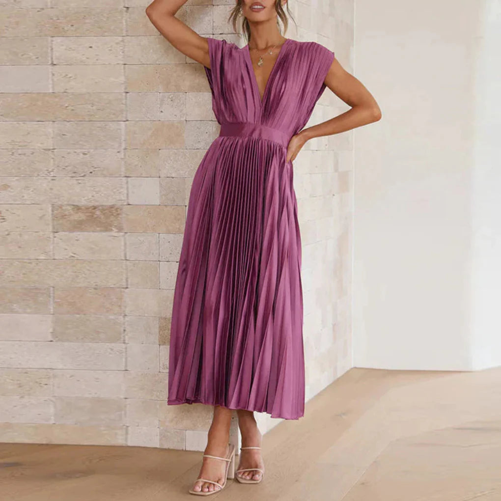 Women’s Modern V-Neck Sleeveless Dress – Chic Day-to-Evening Style