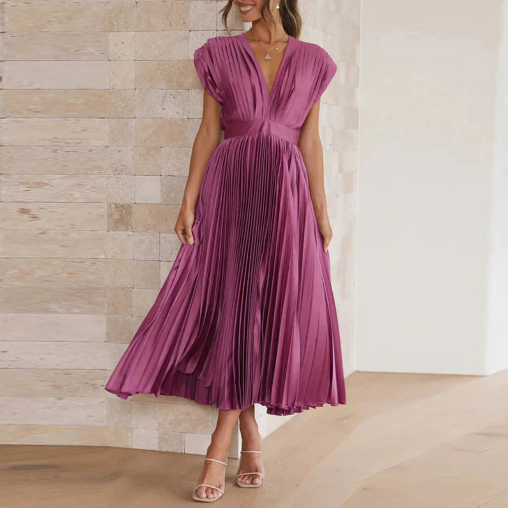 Women’s Modern V-Neck Sleeveless Dress – Chic Day-to-Evening Style