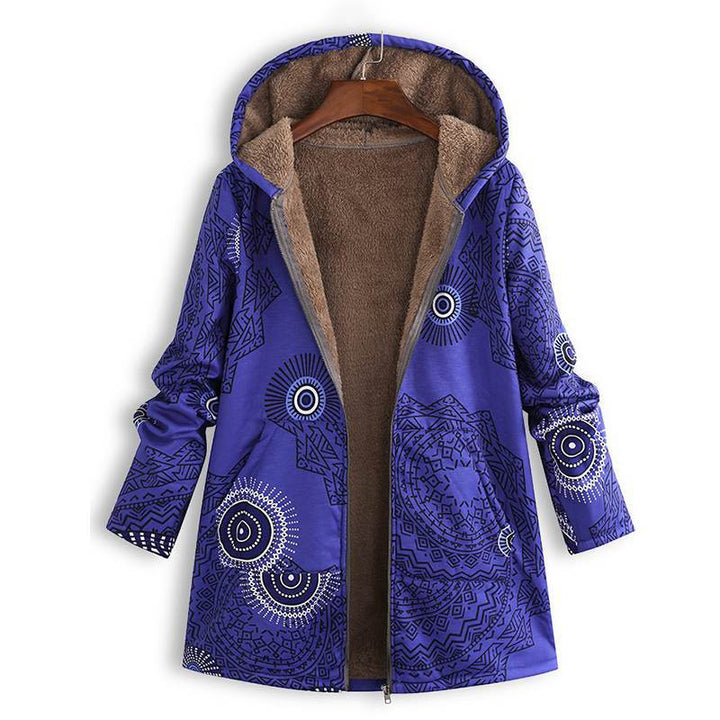 Vintage-Inspired Printed Jacket with Front Pockets