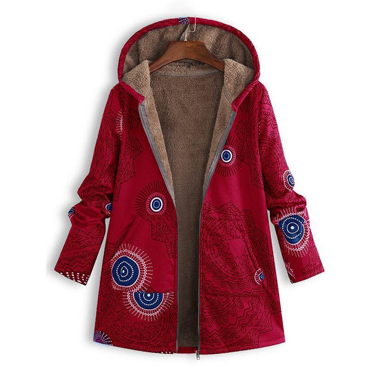 Vintage-Inspired Printed Jacket with Front Pockets