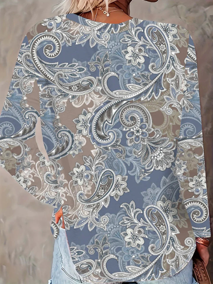 comfortable Long Sleeve Floral T-Shirt for Women