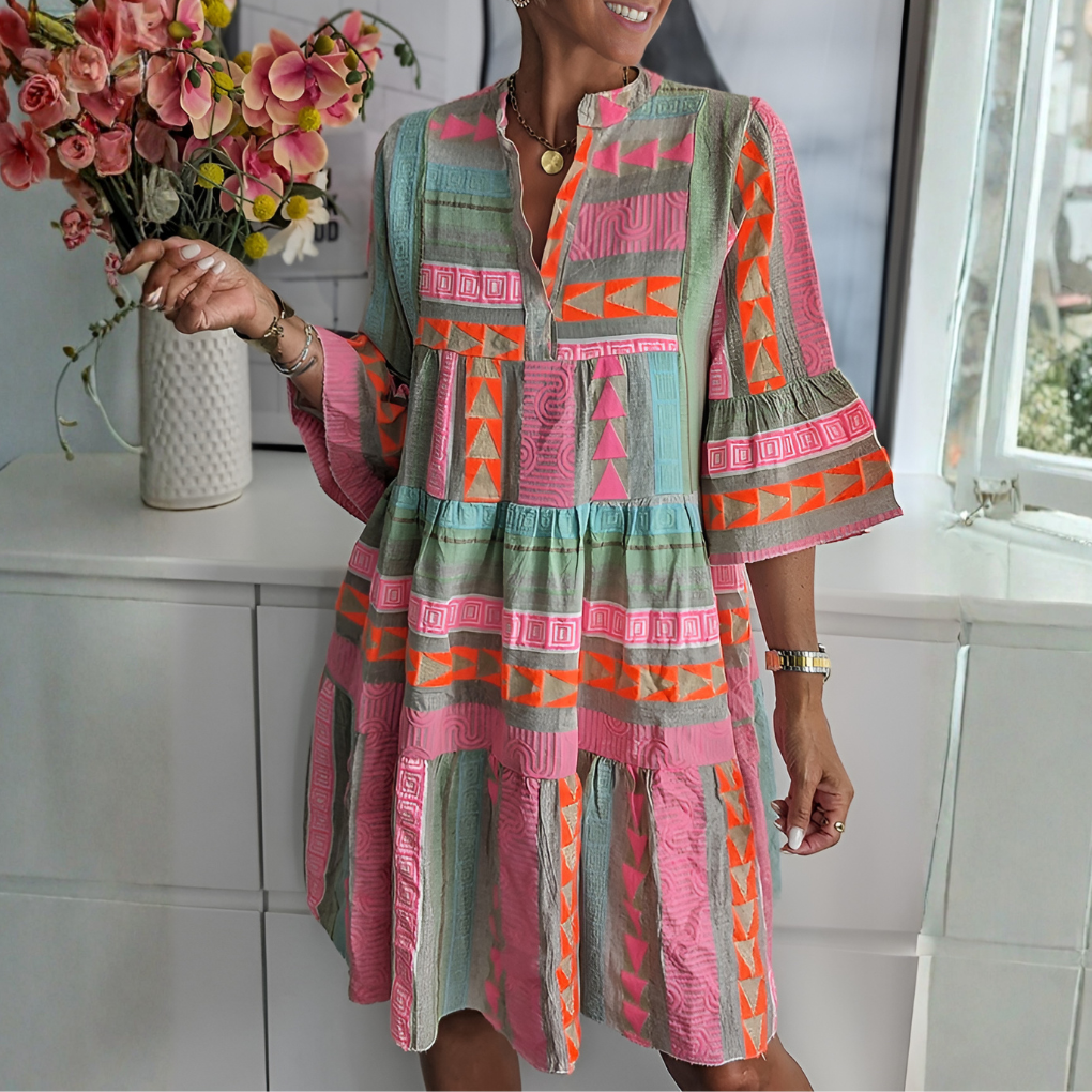 Boho Midi Dress Loose Fit
