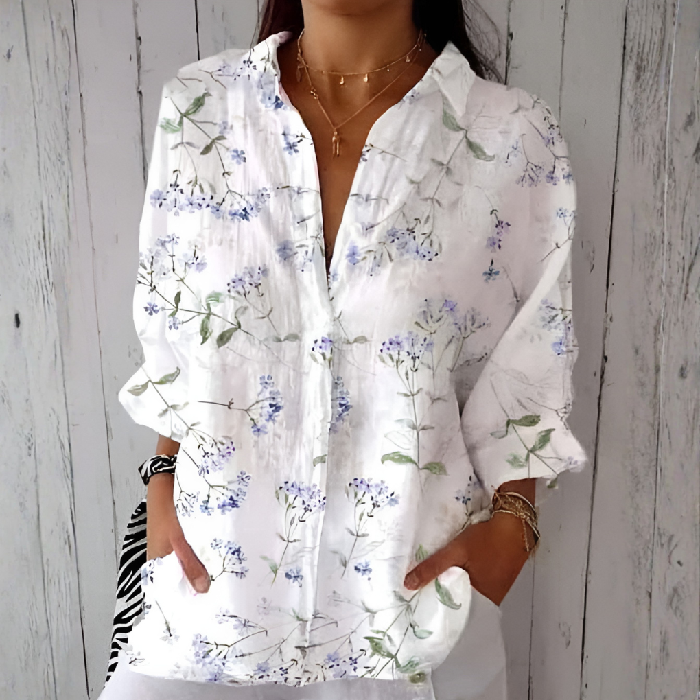 Women’s Plus Size Long‑Sleeve Patterned Shirt