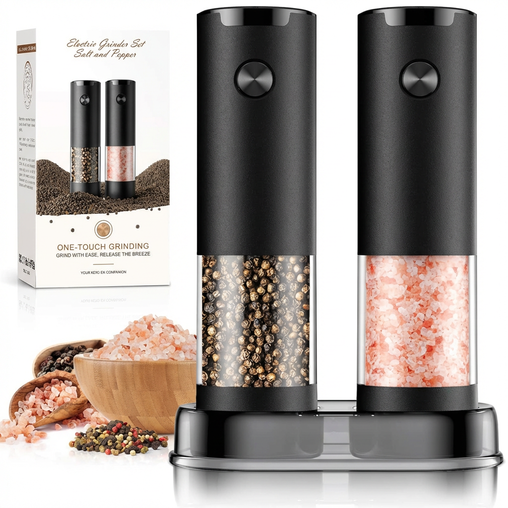 Electric Salt and Pepper Grinder Set