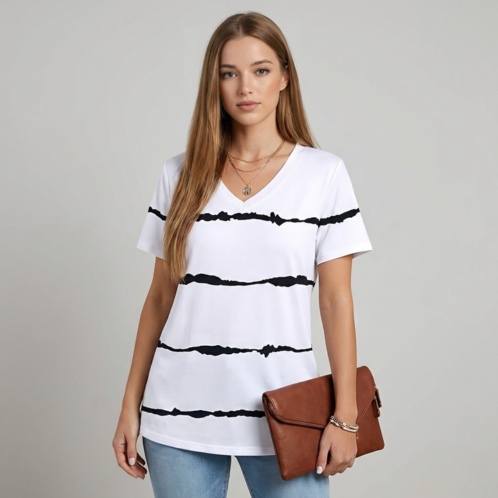 Women’s V‑Neck Short Sleeve Top