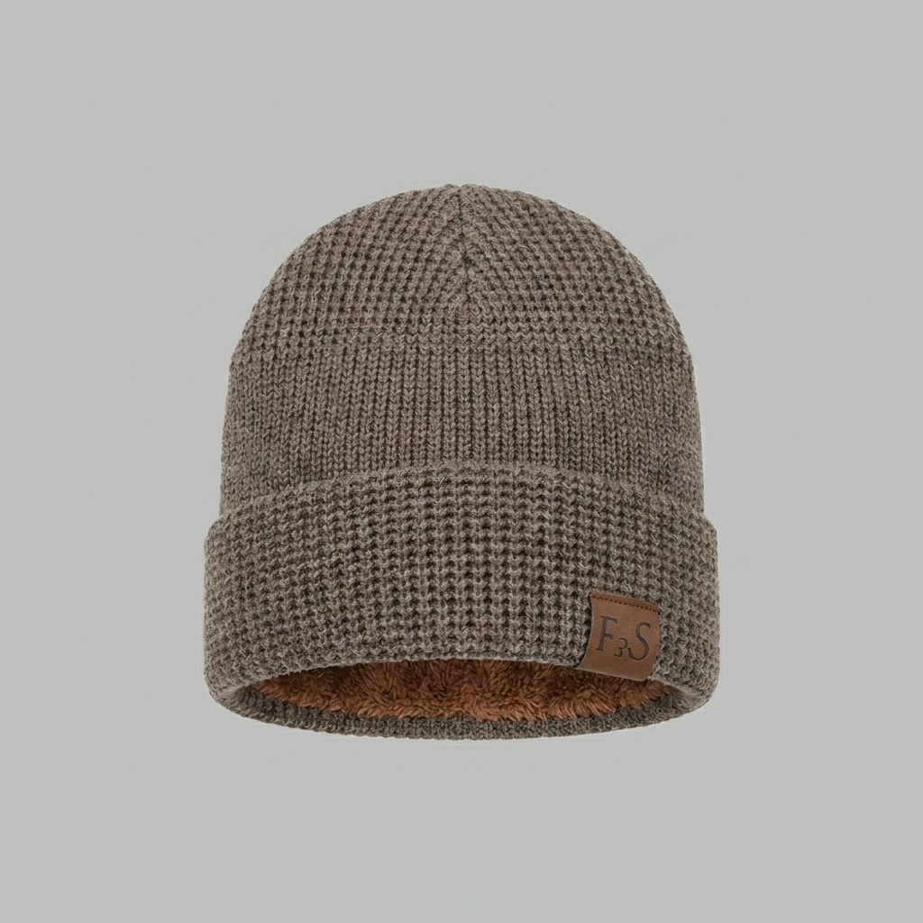 Knit Beanie with Ribbed Edge and Lined Interior
