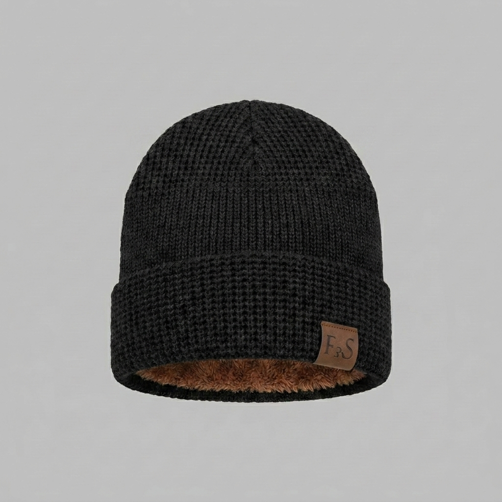 Knit Beanie with Ribbed Edge and Lined Interior