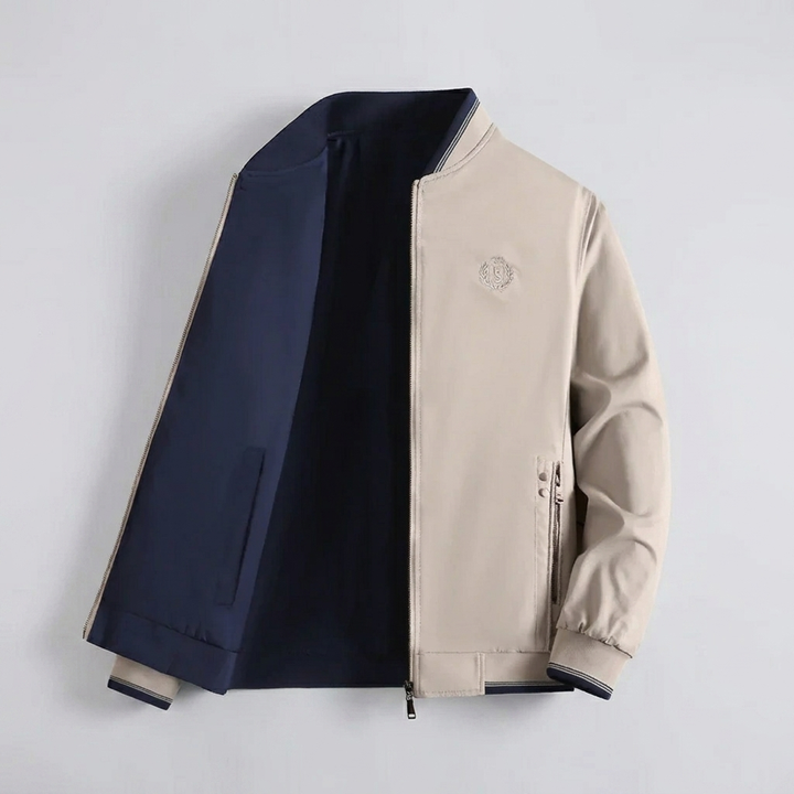 Men’s Bomber Jacket with Stand Collar & Zip Pocket
