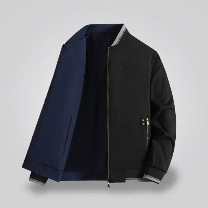 Men’s Bomber Jacket with Stand Collar & Zip Pocket